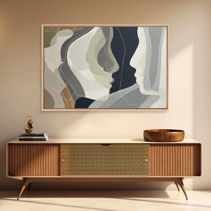 Monochrome Female Profile Framed Canvas Print, Black and White Art, Room Decor, Living Room Decor, Abstract Art, Monochrome, BAW-3x2-77