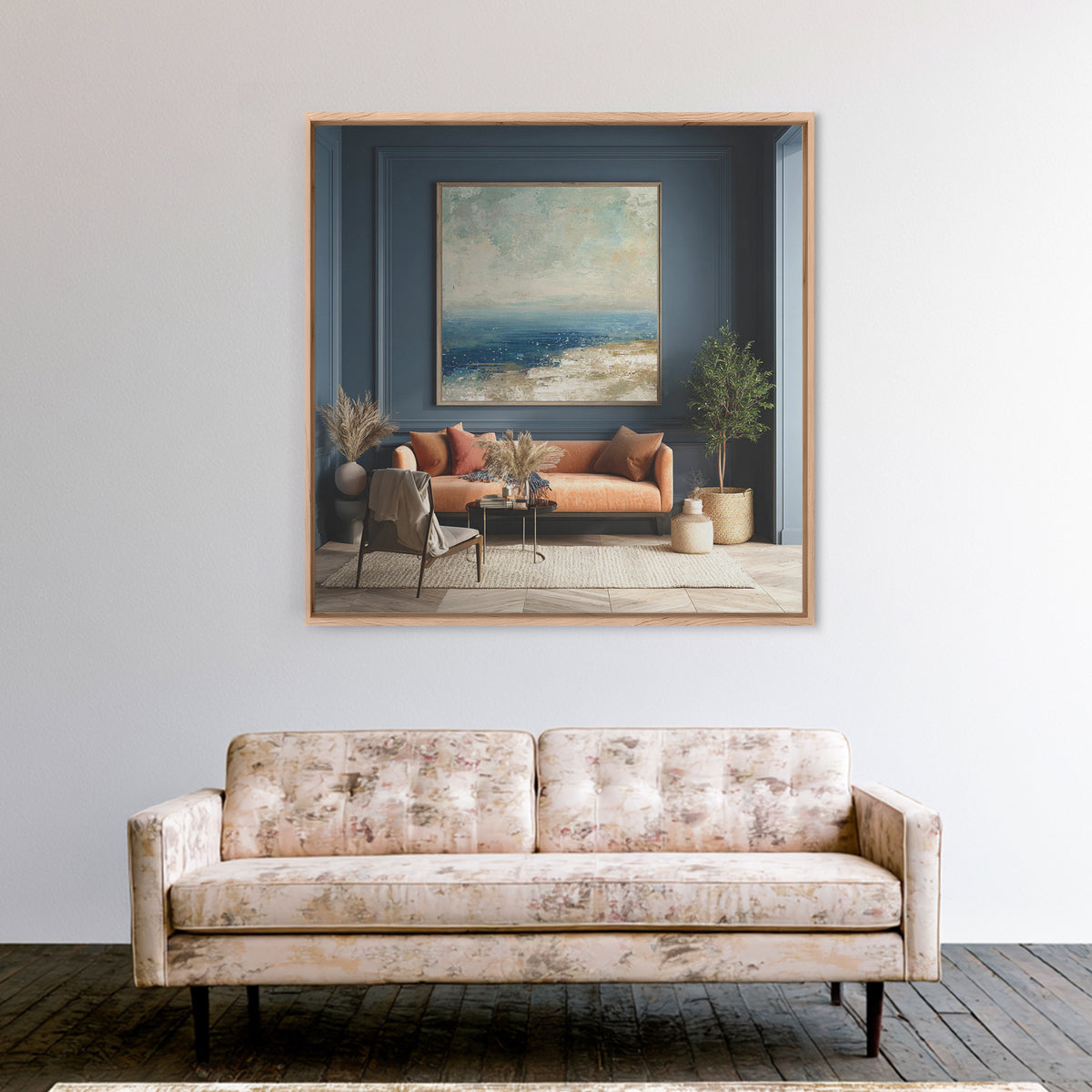 Coastal Cliffs with Gulls and Sea Spray Framed Canvas Print, Beach Art, Original Art, Coastal Decor, Fine Art, Shore, BEA-1x1-11