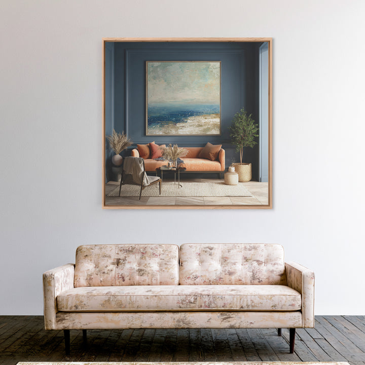 Coastal Cliffs with Gulls and Sea Spray Framed Canvas Print, Beach Art, Original Art, Coastal Decor, Fine Art, Shore, BEA-1x1-11