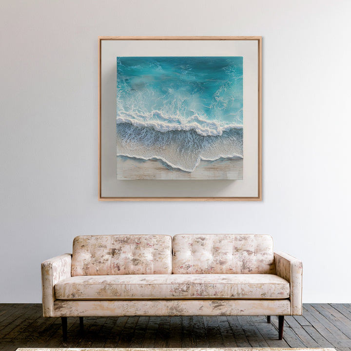 Aerial Turquoise Shoreline Canvas Print, Beach Art, Modern Decor, Coastal Decor, Fine Art, Shore, Home Decor, Wall Decor, BEA-1x1-25