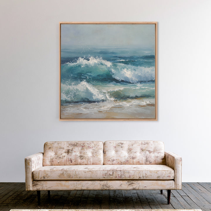 Stormy Ocean Wave Canvas Print, Beach Art, Textured Painting, Coastal Decor, Oil Painting, Shore, Digital Wall Art, BEA-1x1-81