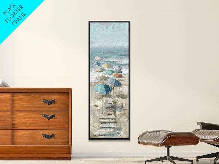 Beach Umbrella Pattern Canvas Print, Beach Art, Contemporary Art, Coastal Decor, Fine Art, Shore, Original Art, Abstract Art, BEA-1x3-44