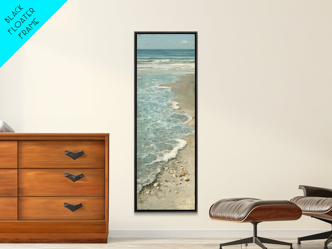 Mediterranean Cove with Clear Water Framed Canvas Print, Beach Art, Statement Artwork, Coastal Decor, Fine Art, Shore, BEA-1x3-8