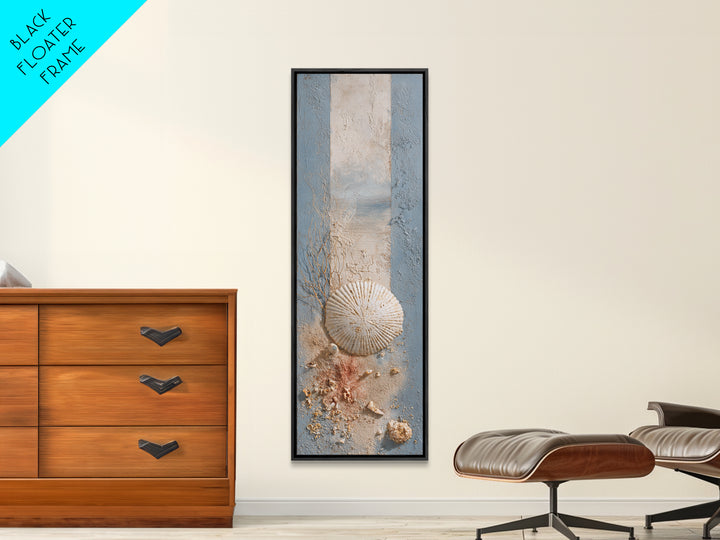 Minimal Sand Dollar Study on Textured Paper Framed Canvas Print, Beach Art, Wall Art Print, Coastal Decor, Abstract Art, Shore, BEA-1x3-96