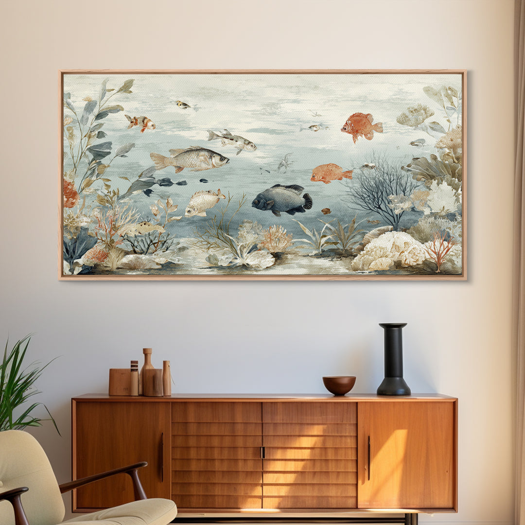 Coral Reef Fish Canvas Print, Beach Art, Contemporary Art, Coastal Decor, Fine Art, Shore, Original Art, Abstract Art, BEA-2x1-54