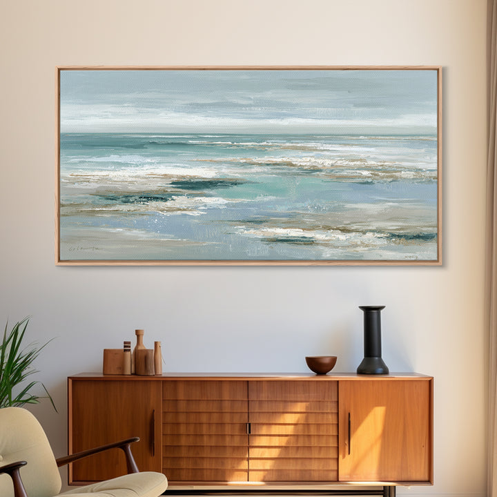 Seashell Collection Painted Like Natural Specimens Framed Canvas Print, Beach Art, Digital Wall Art, Coastal Decor, Shore, BEA-2x1-72