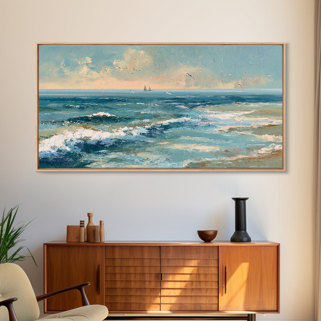 Aerial Turquoise Shoreline Canvas Print, Beach Art, Original Art, Coastal Decor, Fine Art, Shore, Beach Decor, Modern Art, BEA-2x1-93