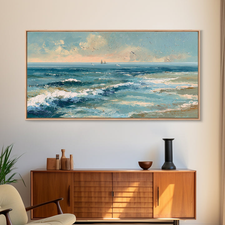 Aerial Turquoise Shoreline Canvas Print, Beach Art, Original Art, Coastal Decor, Fine Art, Shore, Beach Decor, Modern Art, BEA-2x1-93