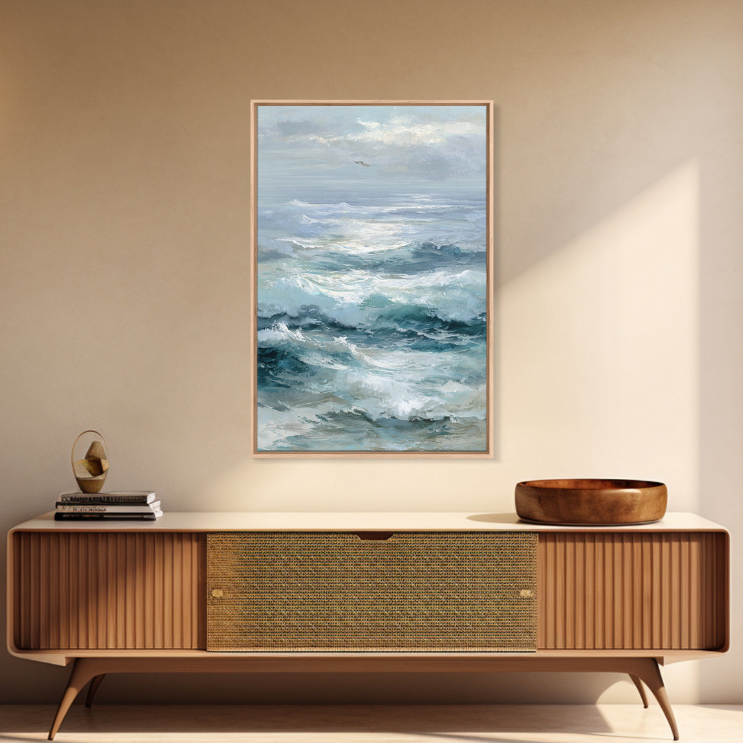 Stormy Ocean Wave Framed Canvas Print, Beach Art, Whimsical Decor, Coastal Decor, Fine Art, Shore, Beach Print, Whimsical Art, BEA-2x3-89