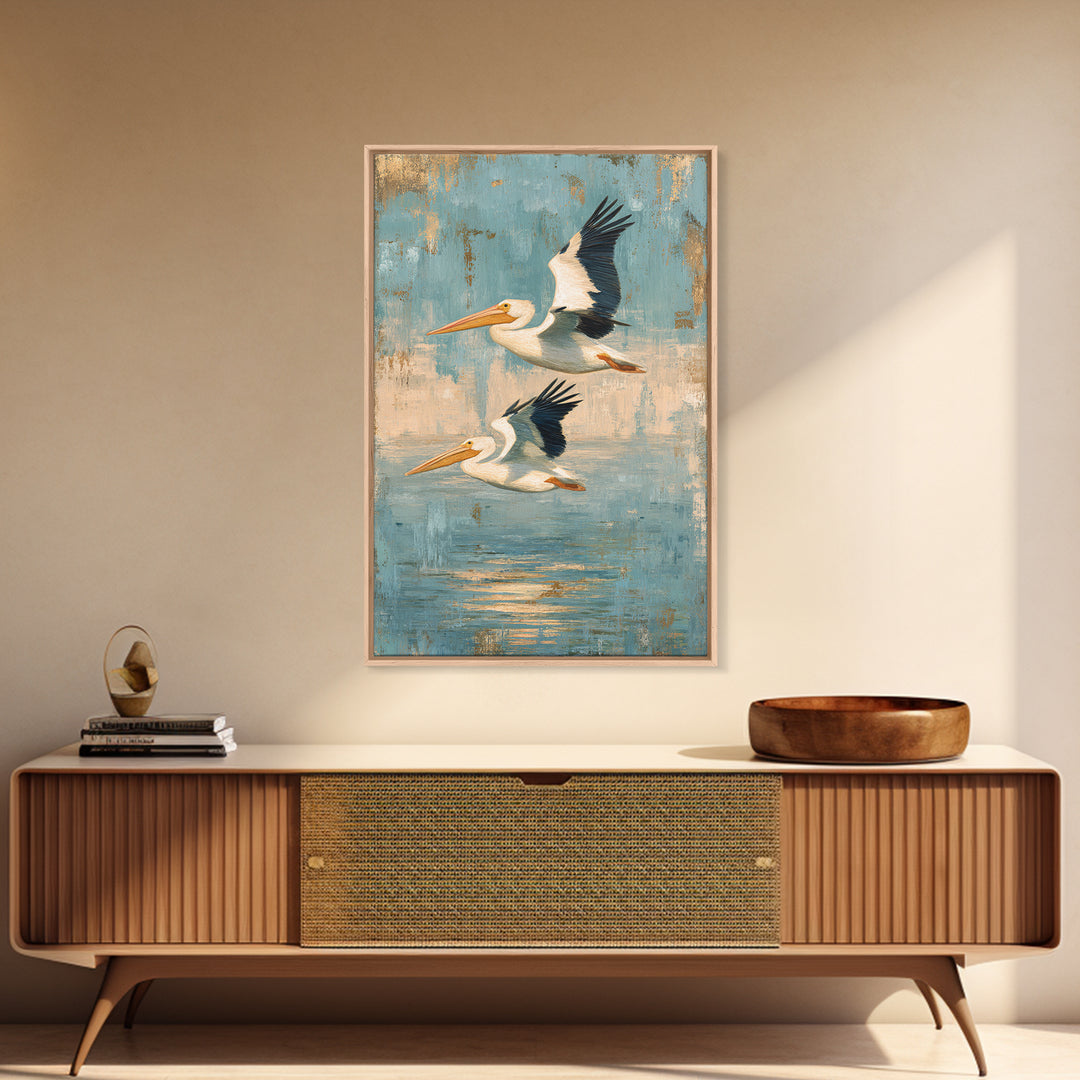 Pelicans Flying Low Canvas Print, Beach Art, Abstract Art, Coastal Decor, Fine Art, Shore, Modern Art, Beach Wall Art, BEA-2x3-99