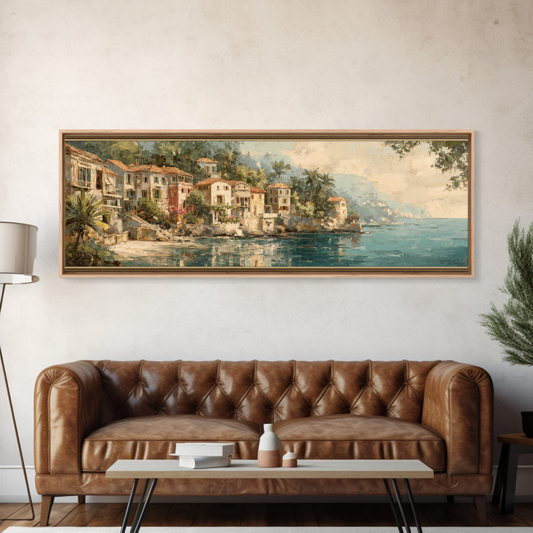Mediterranean Cove with Clear Water Canvas Print, Beach Art, Beach Prints, Coastal Decor, Fine Art, Shore, Minimalist Decor, BEA-3x1-36