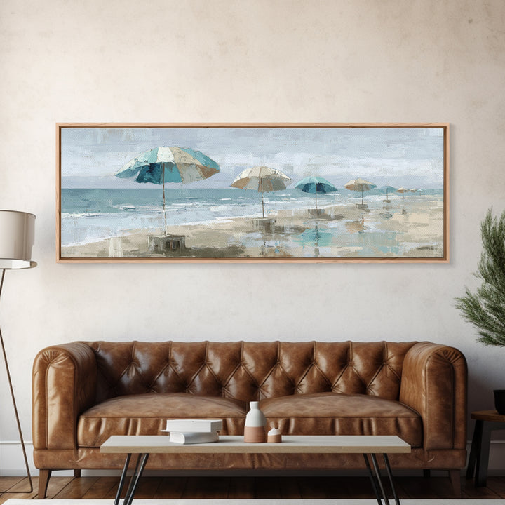 Beach Umbrella Pattern Framed Canvas Print, Beach Art, Wall Art, Coastal Decor, Fine Art, Shore, Abstract Art, Printable Art, BEA-3x1-72