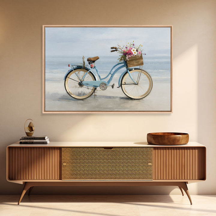 Bright Beach Cruiser Bicycle Canvas Print, Beach Art, Modern Art, Coastal Decor, Oil Painting, Shore, Luxury Decor, Art Print, BEA-3x2-51