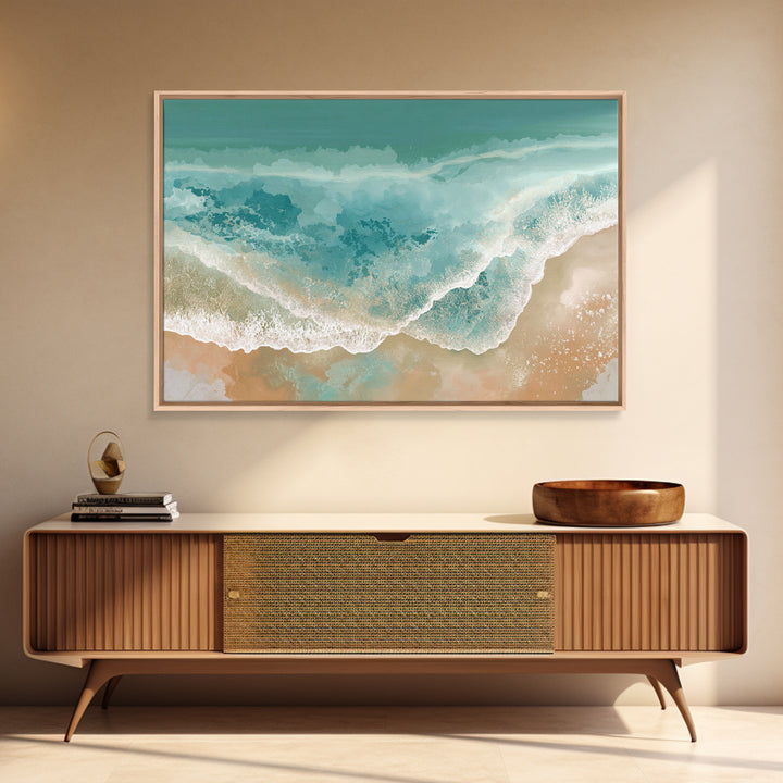 Aerial Turquoise Shoreline Canvas Print, Beach Art, Modern Art, Coastal Decor, Fine Art, Shore, Luxury Decor, Art Print, BEA-3x2-53