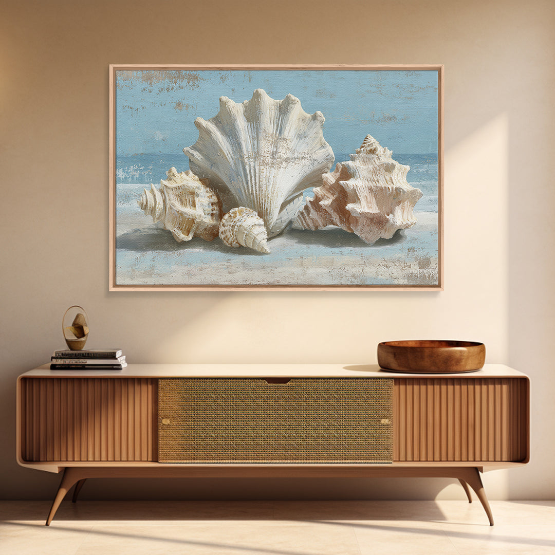 Seashell Collection Painted Like Natural Specimens Canvas Print, Beach Art, Whimsical Art, Coastal Decor, Fine Art, Shore, BEA-3x2-56