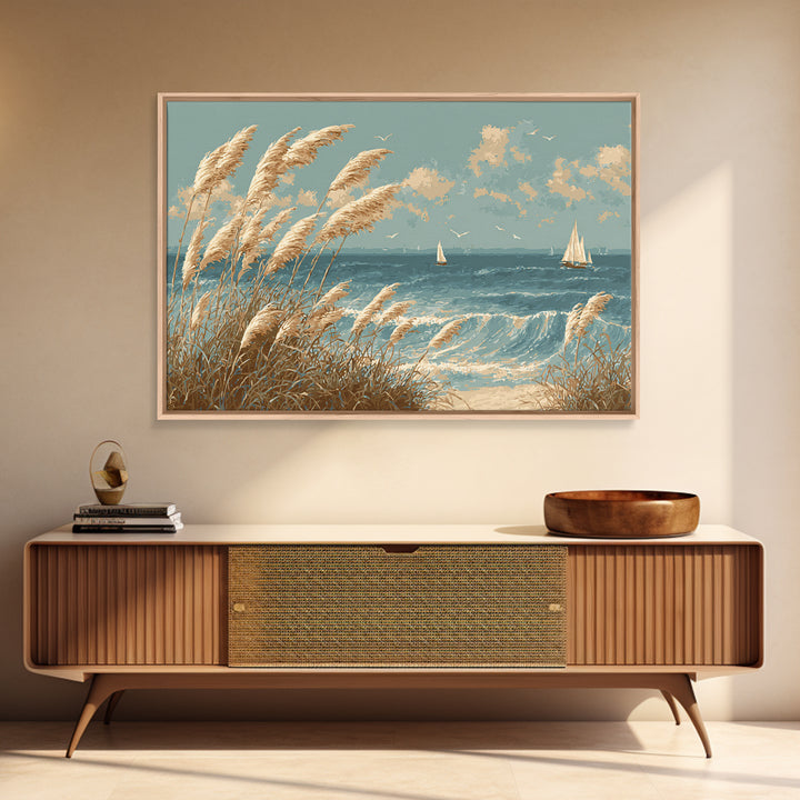 Sea Oats Swaying Framed Canvas Print, Beach Art, Beach Wall Art, Coastal Decor, Fine Art, Shore, Art Print, Room Decor, BEA-3x2-81