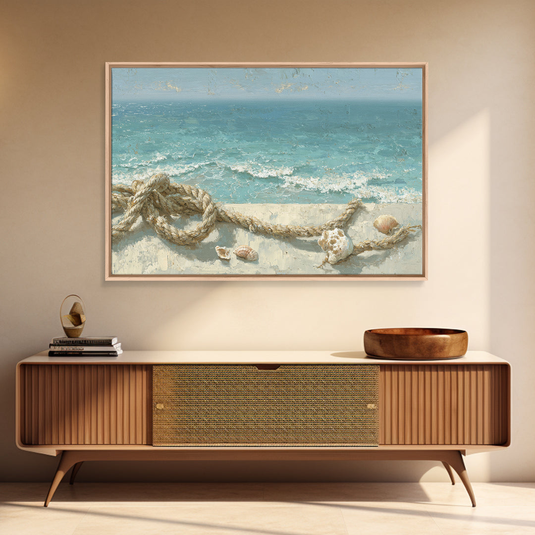 Mediterranean Cove with Clear Water Framed Canvas Print, Beach Art, Art Print, Coastal Decor, Fine Art, Shore, BEA-3x2-96