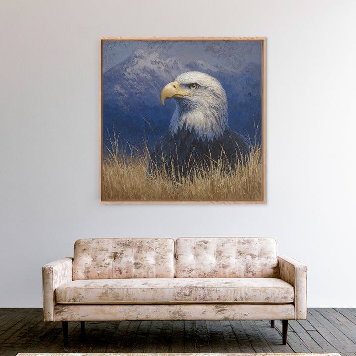 Eagle Portrait with Dramatic Mountain Wind Canvas Print, Bird Art, Printable Art, Living Room Decor, Fine Art, Flight, BIR-1x1-36
