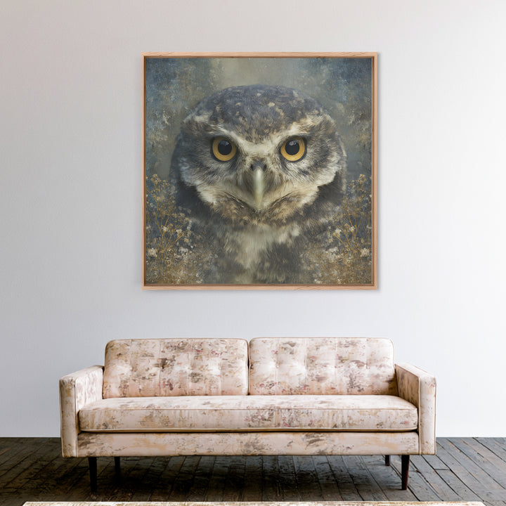 Owl Portrait with Wise Golden Eyes Canvas Print, Bird Art, Room Decor, Living Room Decor, Fine Art, Flight, Digital Print, BIR-1x1-77