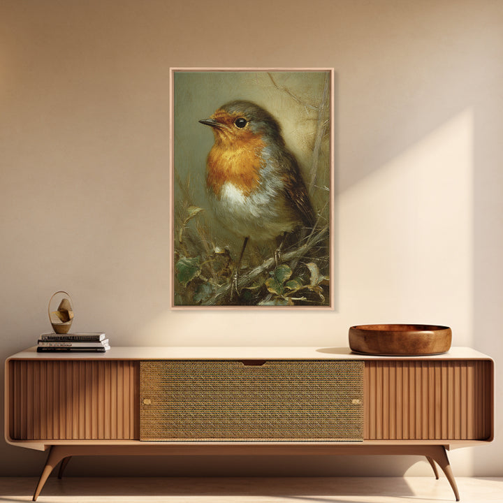 Robin in a Spring Garden with Soft Canvas Print, Bird Art, Art Print, Living Room Decor, Fine Art, Flight, Original Art, BIR-2x3-23