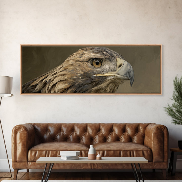 Eagle Portrait with Dramatic Mountain Wind Canvas Print, Bird Art, Modern Decor, Living Room Decor, Fine Art, Flight, BIR-3x1-100