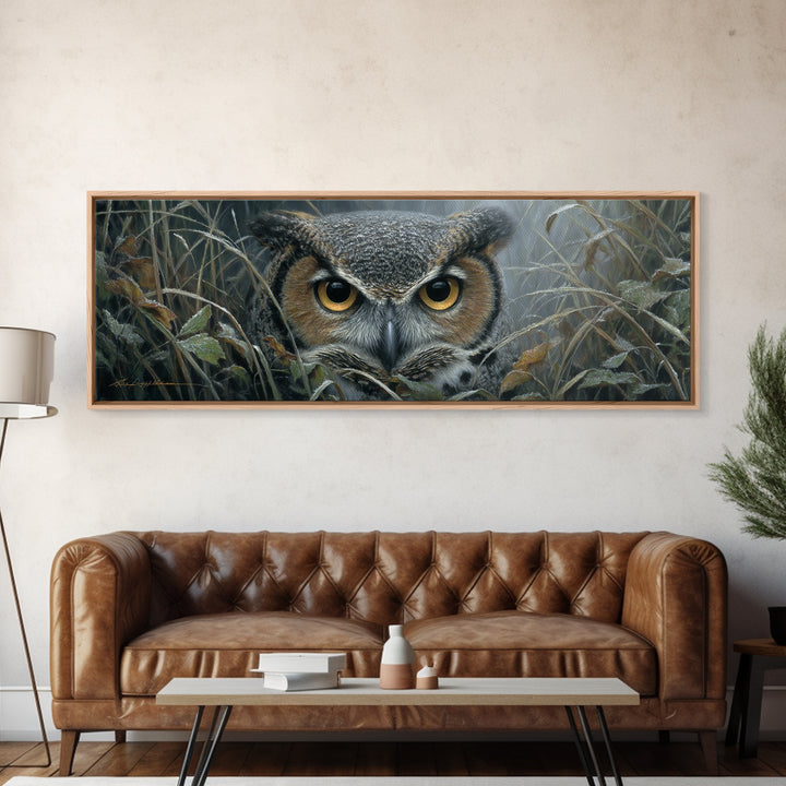 Owl Portrait with Wise Golden Eyes Canvas Print, Bird Art, Gallery Wall, Living Room Decor, Fine Art, Flight, Gallery Decor, BIR-3x1-21