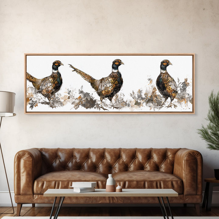 Pheasant with Ornate Feather Details Canvas Print, Bird Art, Art Print, Living Room Decor, Fine Art, Flight, Original Art, BIR-3x1-35