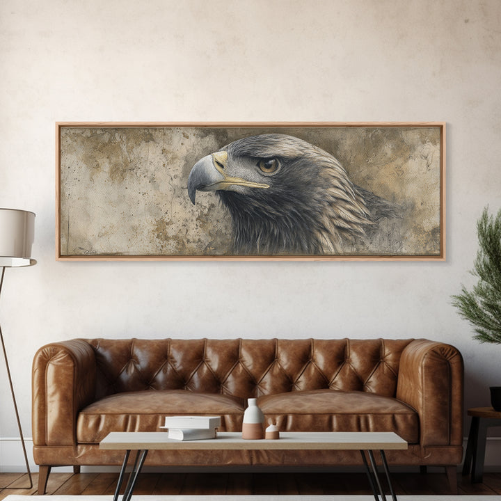 Eagle Portrait with Dramatic Mountain Wind Canvas Print, Bird Art, Digital Download Art, Living Room Decor, Fine Art, Flight, BIR-3x1-4