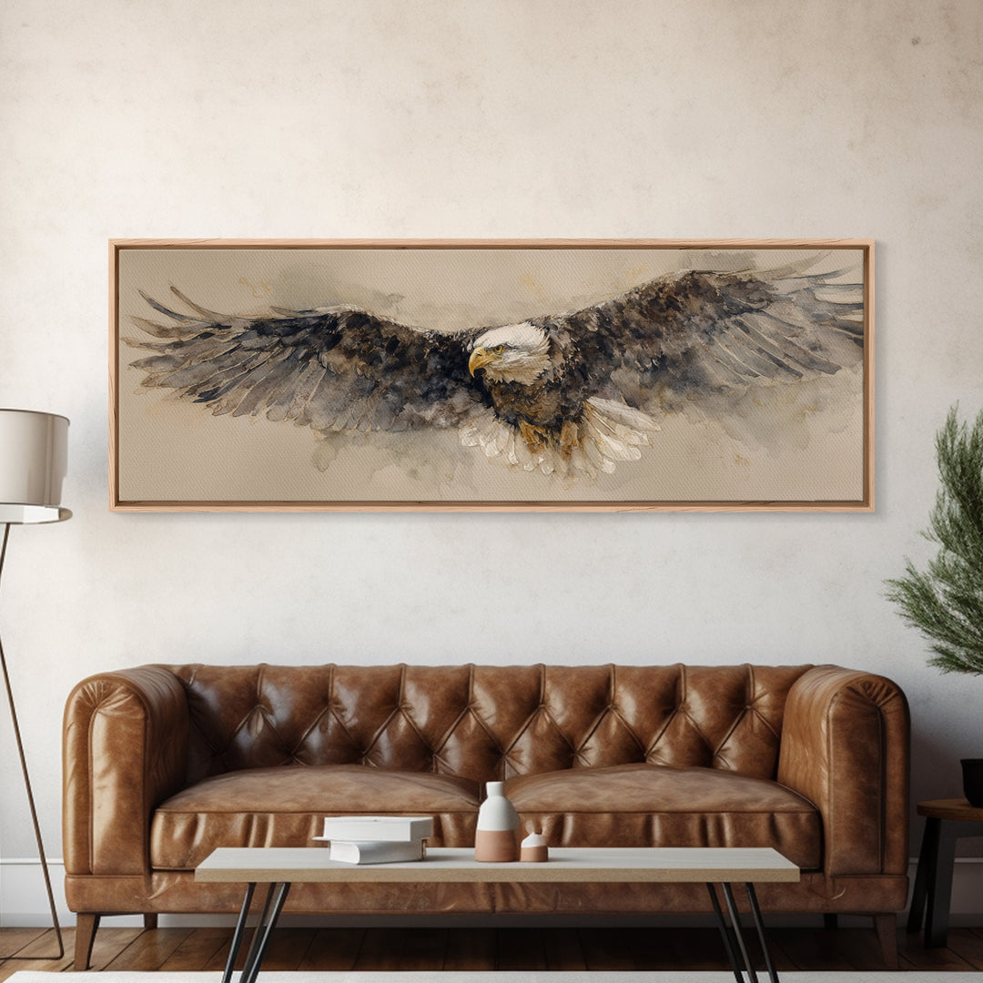 Eagle Portrait with Dramatic Mountain Wind Canvas Print, Bird Art, Home Decor, Living Room Decor, Flight, Modern Wall Art, BIR-3x1-76