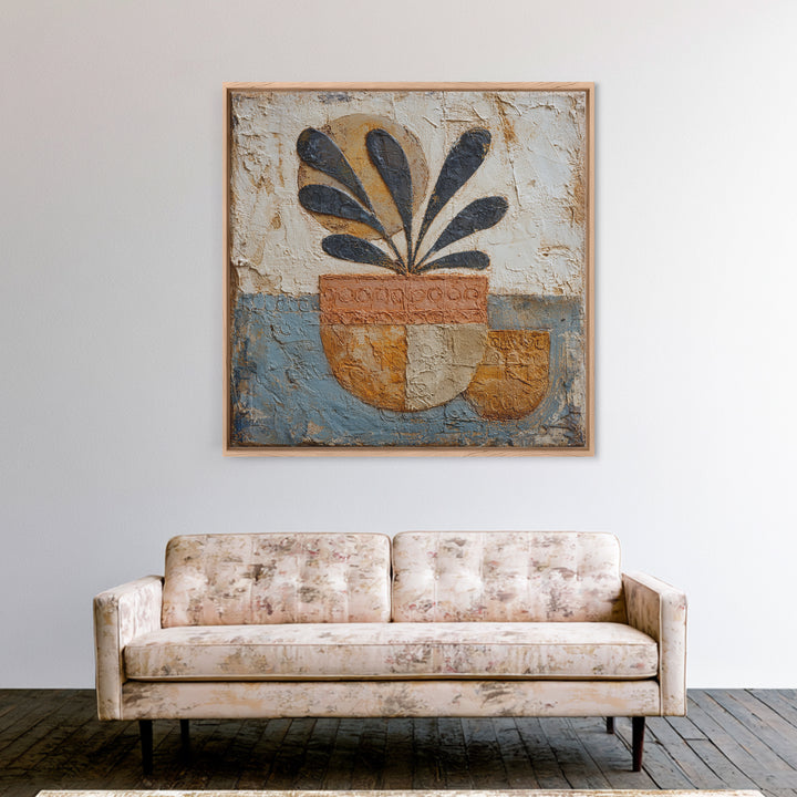 Minimal Black Line Figure Framed Canvas Print, Boho Art, Wall Decor, Living Room Decor, Oil Painting, Bohemian, Art Nouveau, BOH-1x1-12