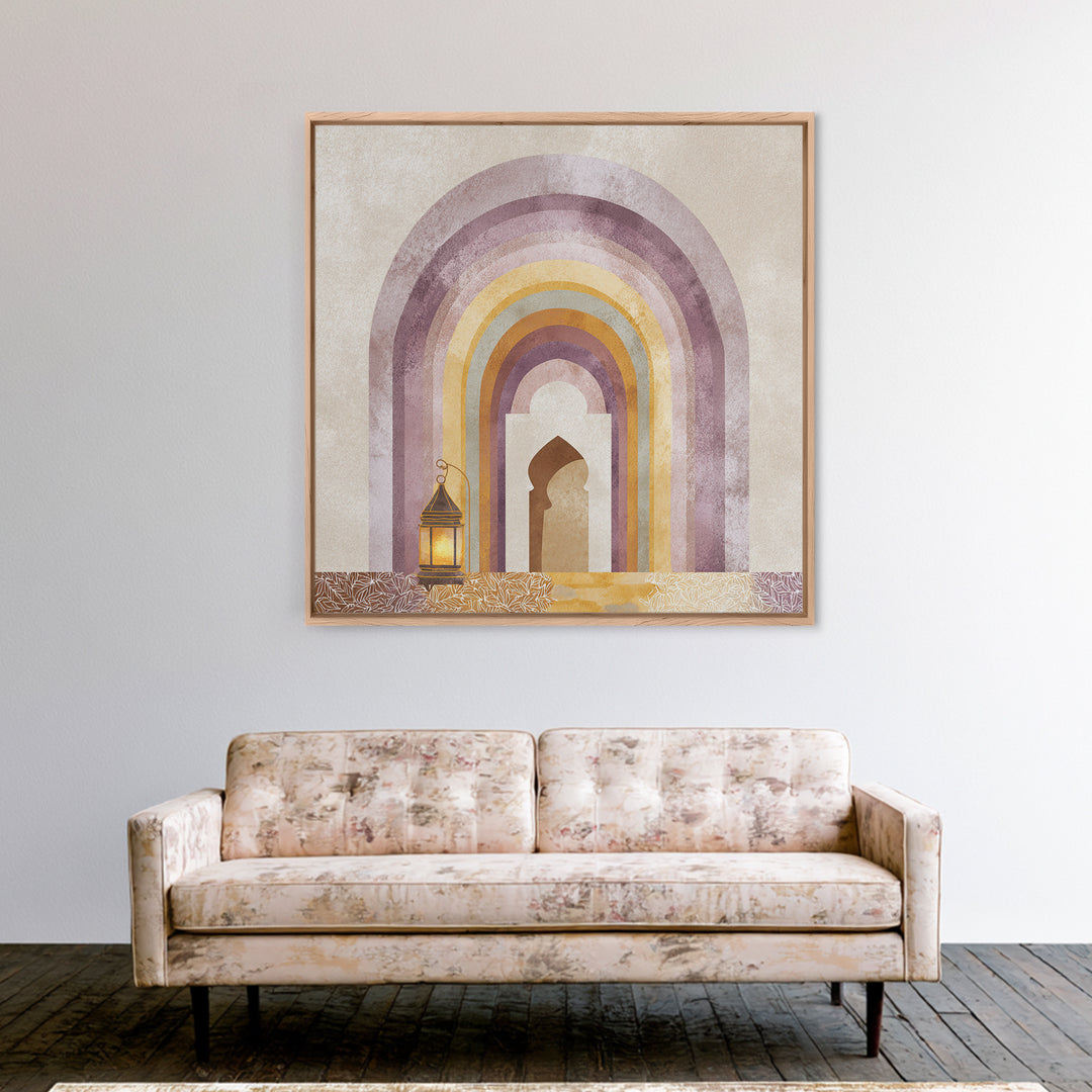 Neutral Rainbow Arches Framed Canvas Print, Boho Art, Printable Art, Living Room Decor, Fine Art, Bohemian, Neutral Decor, BOH-1x1-27
