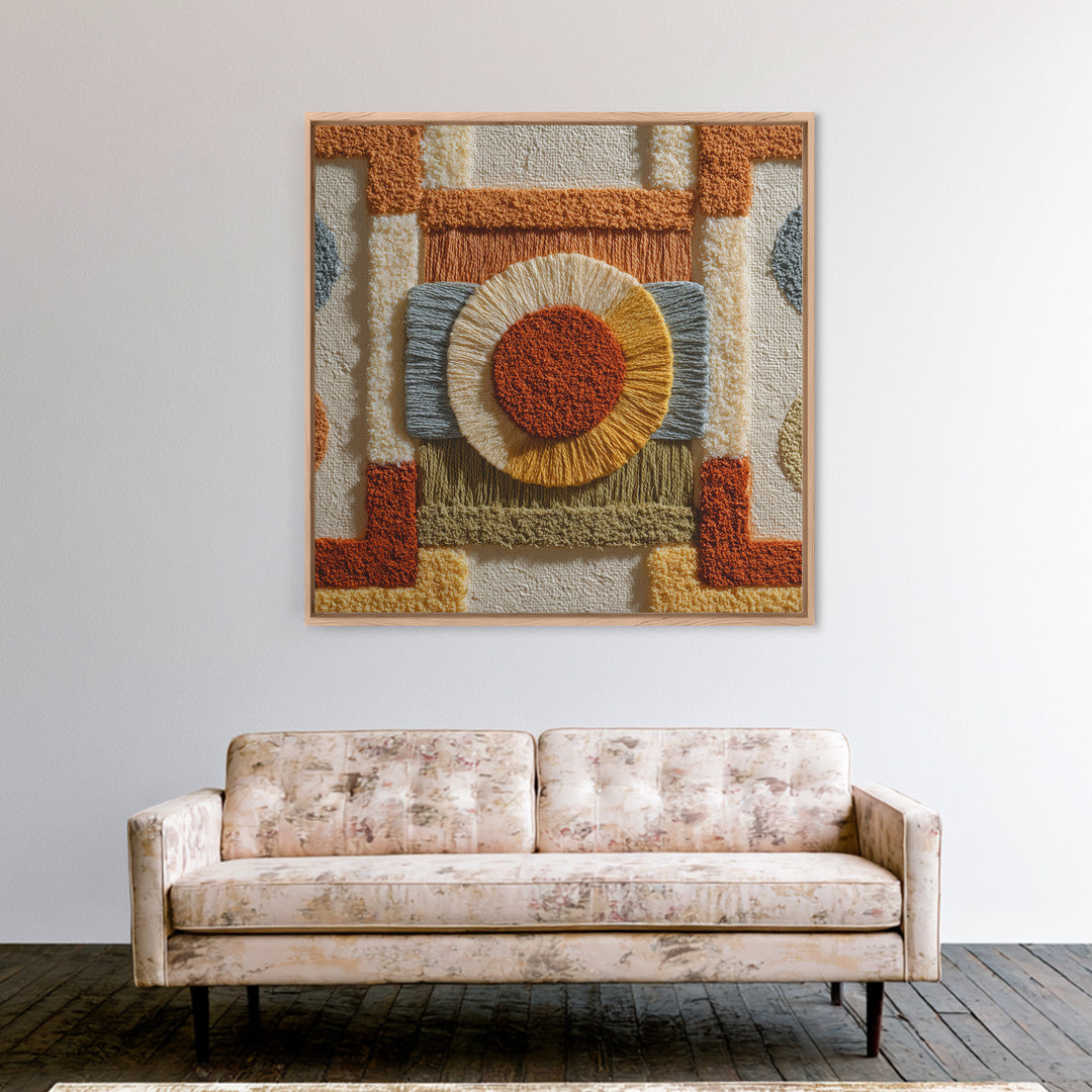 Macrame Geometric Fringe Pattern Canvas Print, Boho Art, Living Room Decor, Abstract Art, Bohemian, Modern Decor, BOH-1x1-31