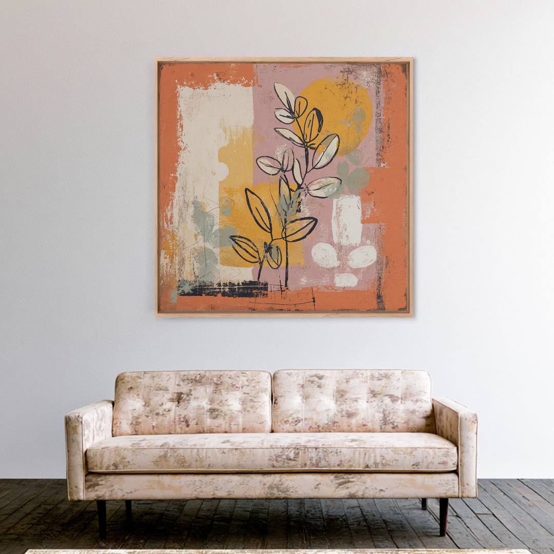 Minimal Black Line Figure Canvas Print, Boho Art, Living Room Decor, Watercolor Art, Bohemian, Abstract Wall Art, BOH-1x1-36