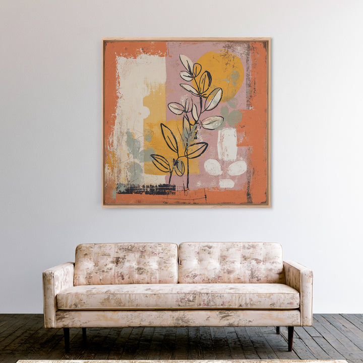 Minimal Black Line Figure Canvas Print, Boho Art, Living Room Decor, Watercolor Art, Bohemian, Abstract Wall Art, BOH-1x1-36