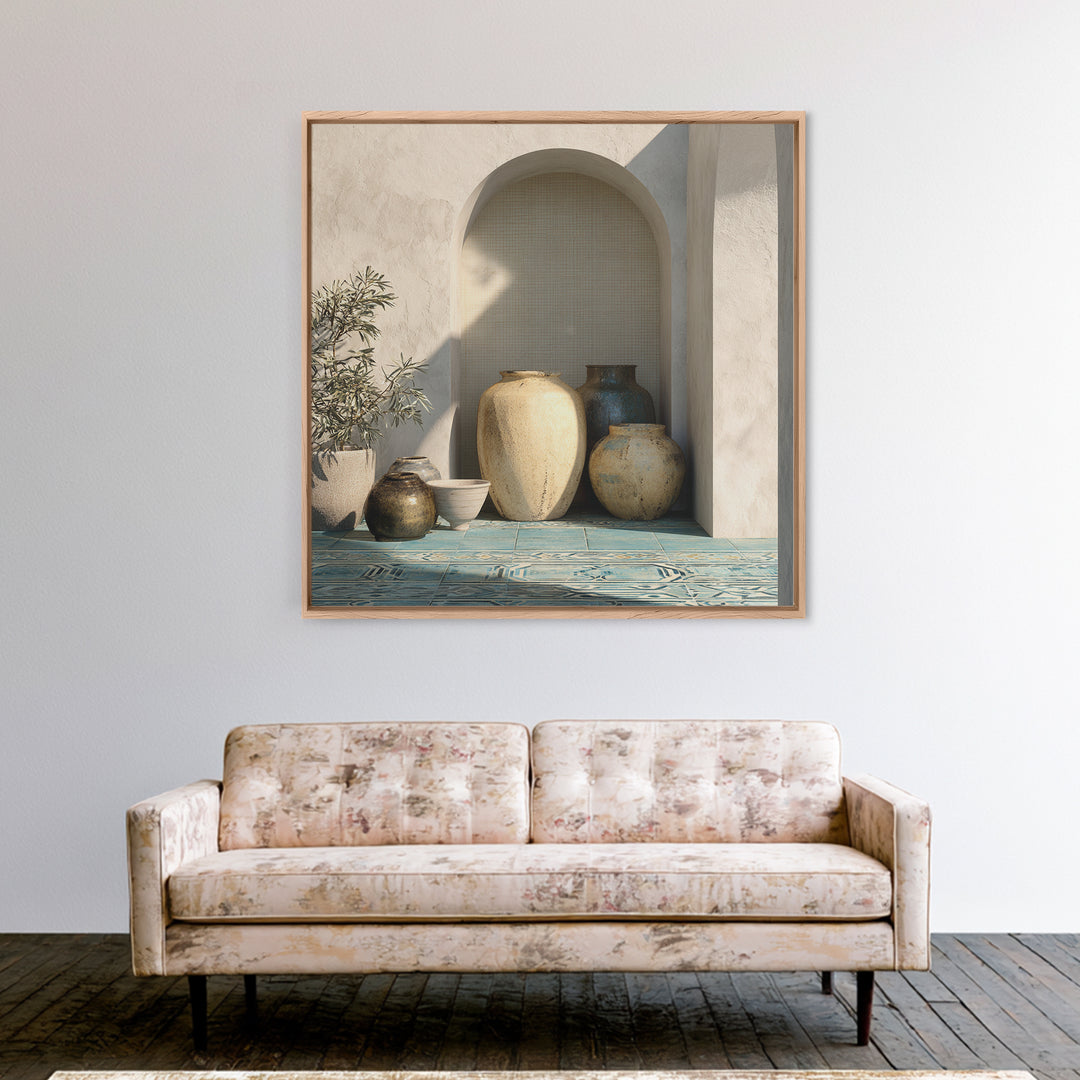 Tribal Neutral Pattern Framed Canvas Print, Boho Art, Statement Artwork, Living Room Decor, Fine Art, Bohemian, Art Prints, BOH-1x1-38