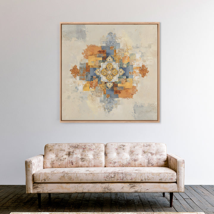 Organic Shape Collage Framed Canvas Print, Boho Art, Prints, Living Room Decor, Fine Art, Bohemian, Abstract Art, Canvas Art, BOH-1x1-48