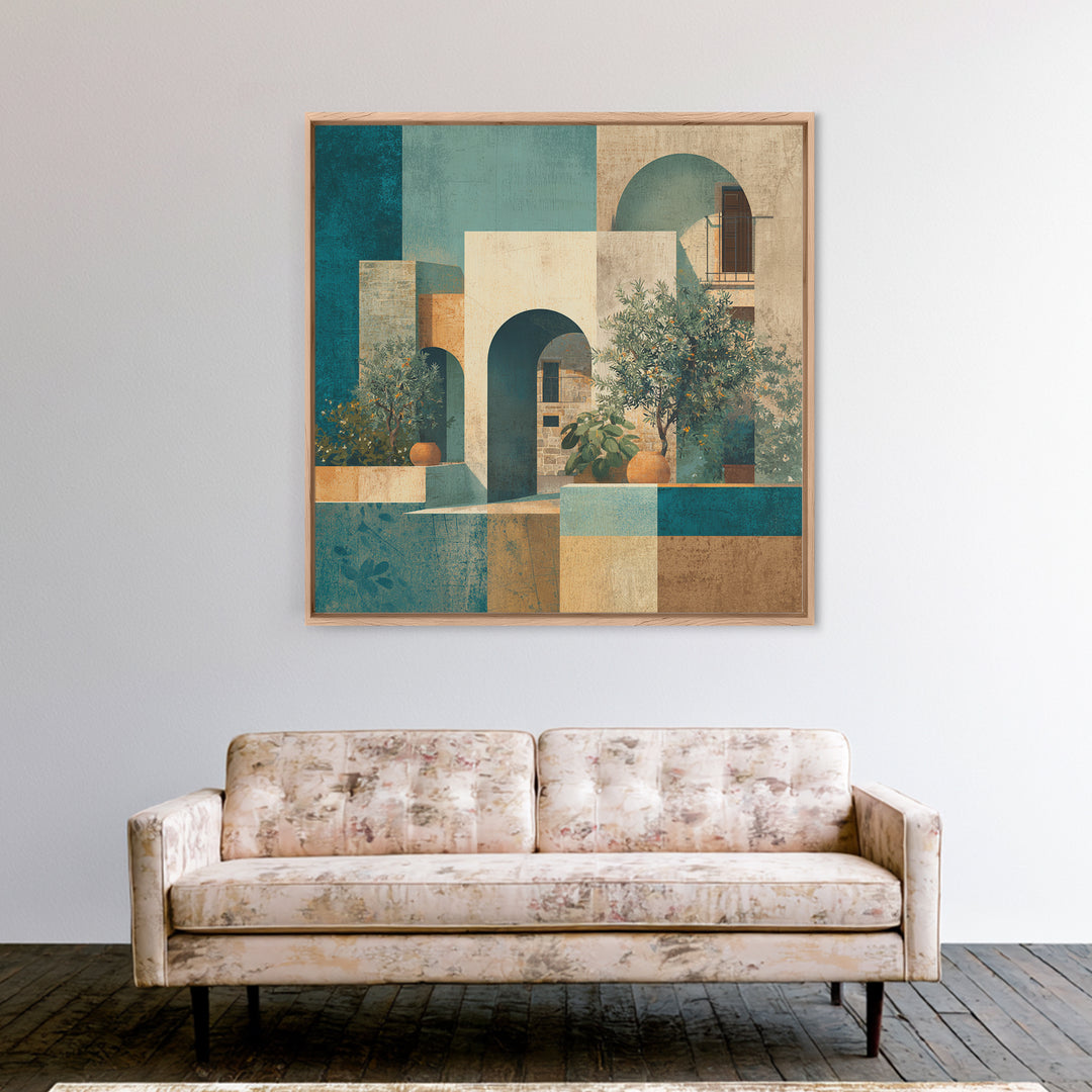 Neutral Rainbow Arches Framed Canvas Print, Boho Art, Gallery Decor, Living Room Decor, Abstract Art, Bohemian, Home Decor, BOH-1x1-51