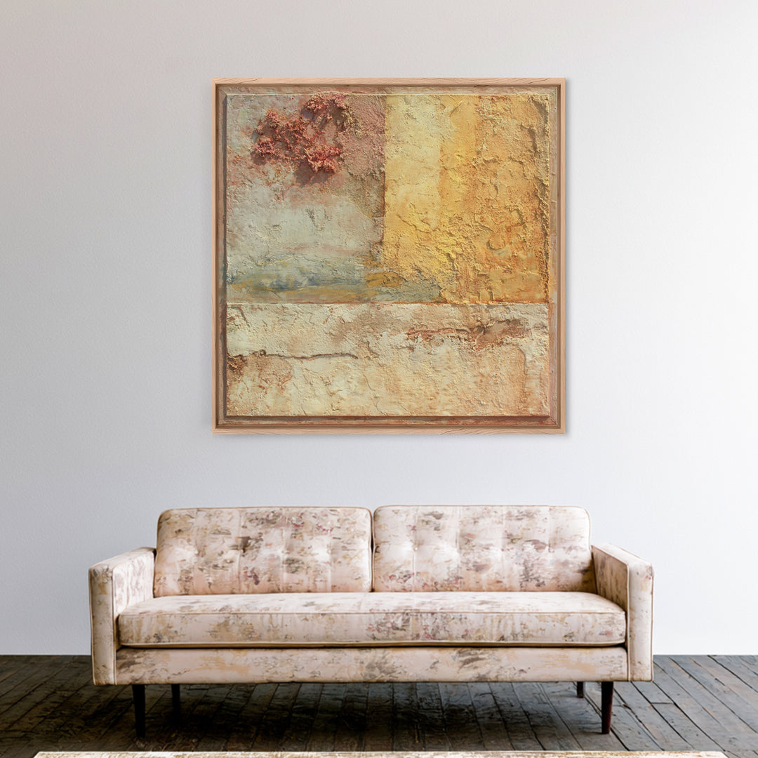 Earth Tone Mountain and River Abstraction Canvas Print, Boho Art, Modern Decor, Living Room Decor, Fine Art, Bohemian, BOH-1x1-59