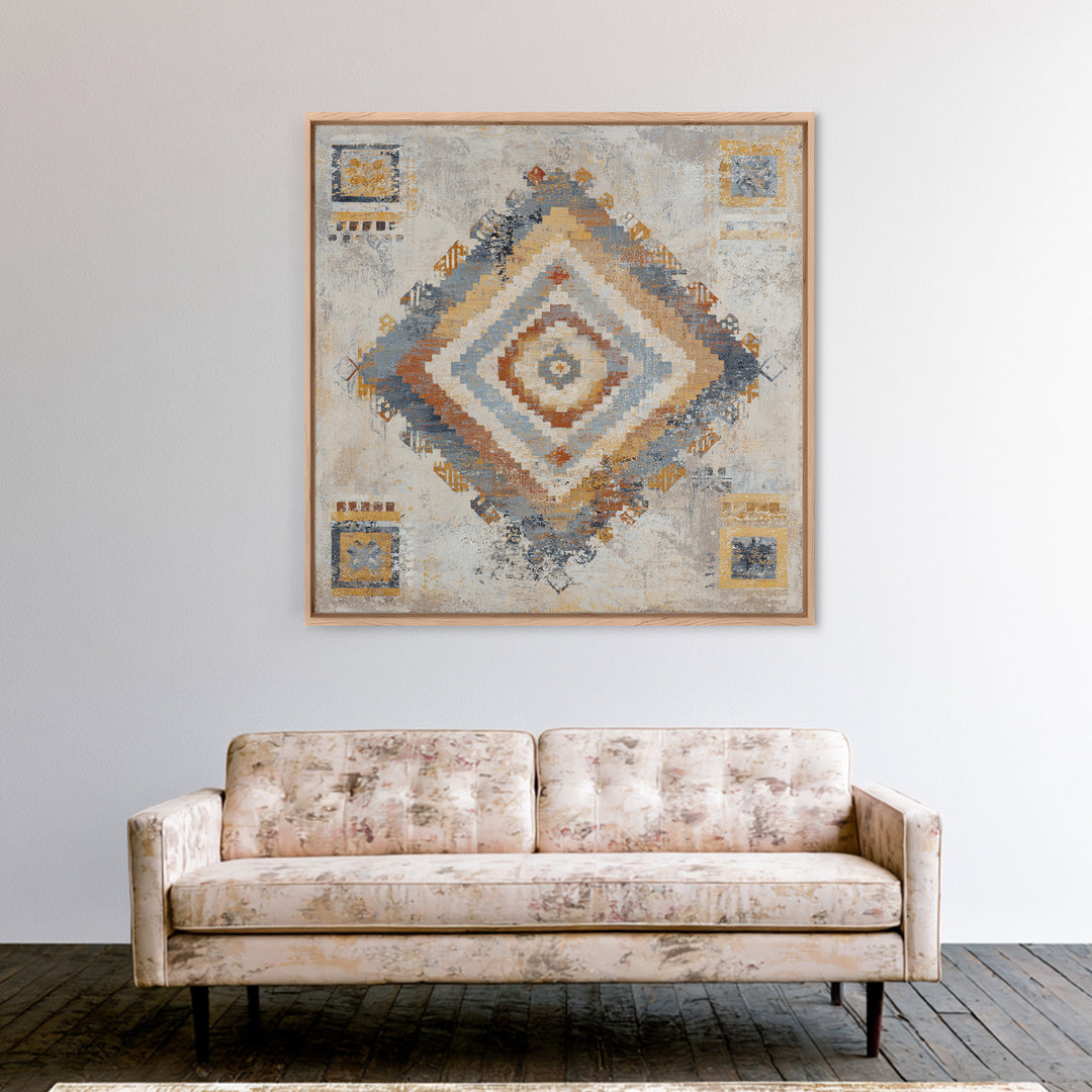 Tribal Neutral Pattern Framed Canvas Print, Boho Art, Statement Artwork, Living Room Decor, Fine Art, Bohemian, Art Prints, BOH-1x1-62