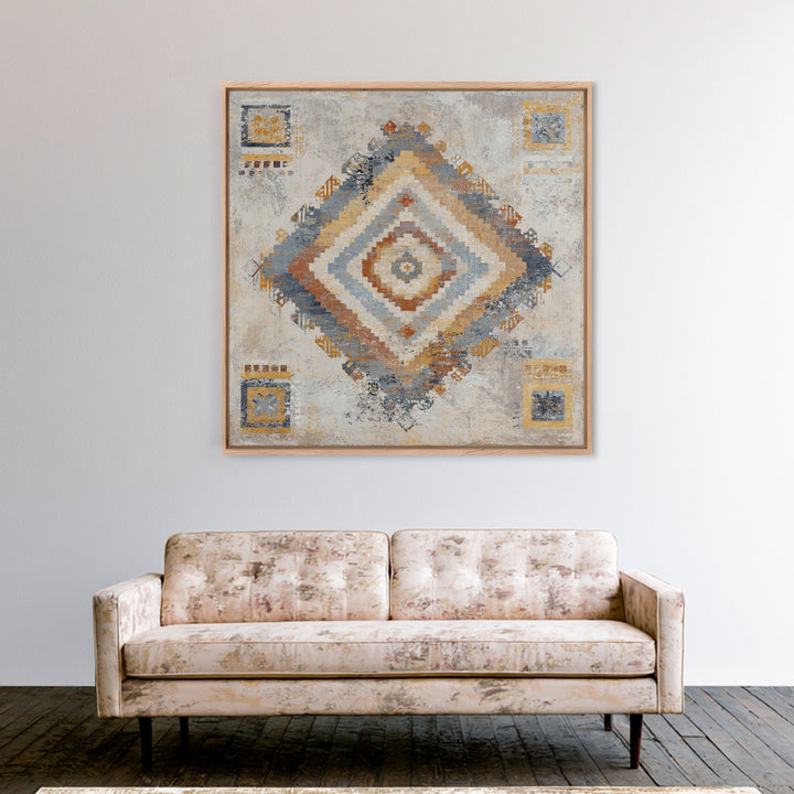 Tribal Neutral Pattern Framed Canvas Print, Boho Art, Statement Artwork, Living Room Decor, Fine Art, Bohemian, Art Prints, BOH-1x1-62