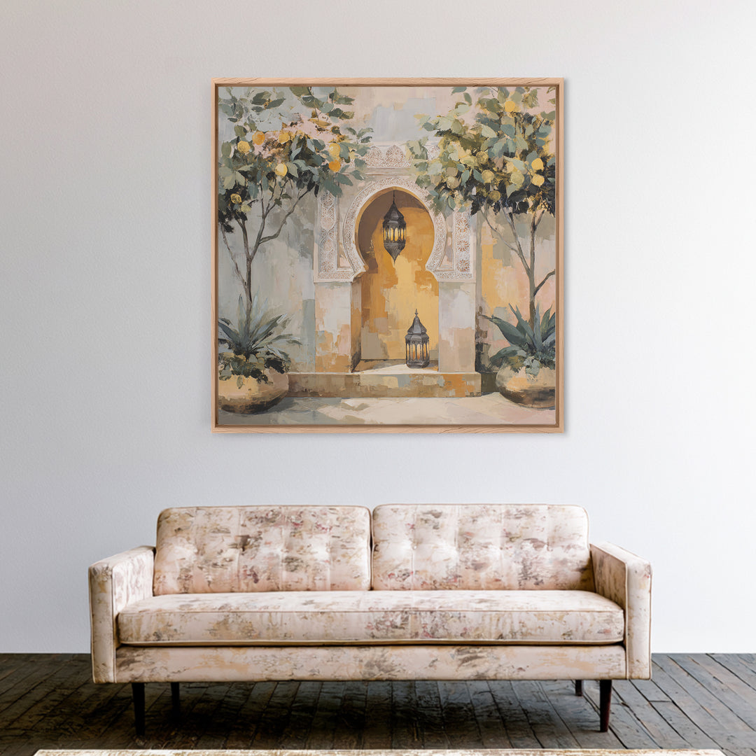Hand Painted Moroccan Arch Framed Canvas Print, Boho Art, Statement Artwork, Living Room Decor, Fine Art, Bohemian, Art Prints, BOH-1x1-67