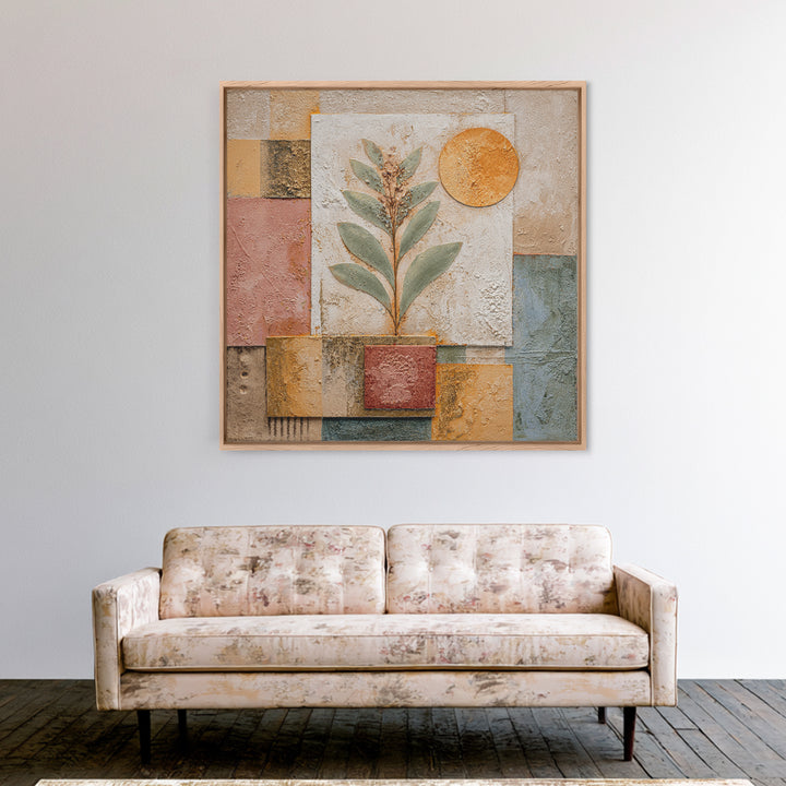 Sage Green Eucalyptus and Crescent Moon Framed Canvas Print, Boho Art, Wall Art Set, Living Room Decor, Fine Art, Bohemian, BOH-1x1-71