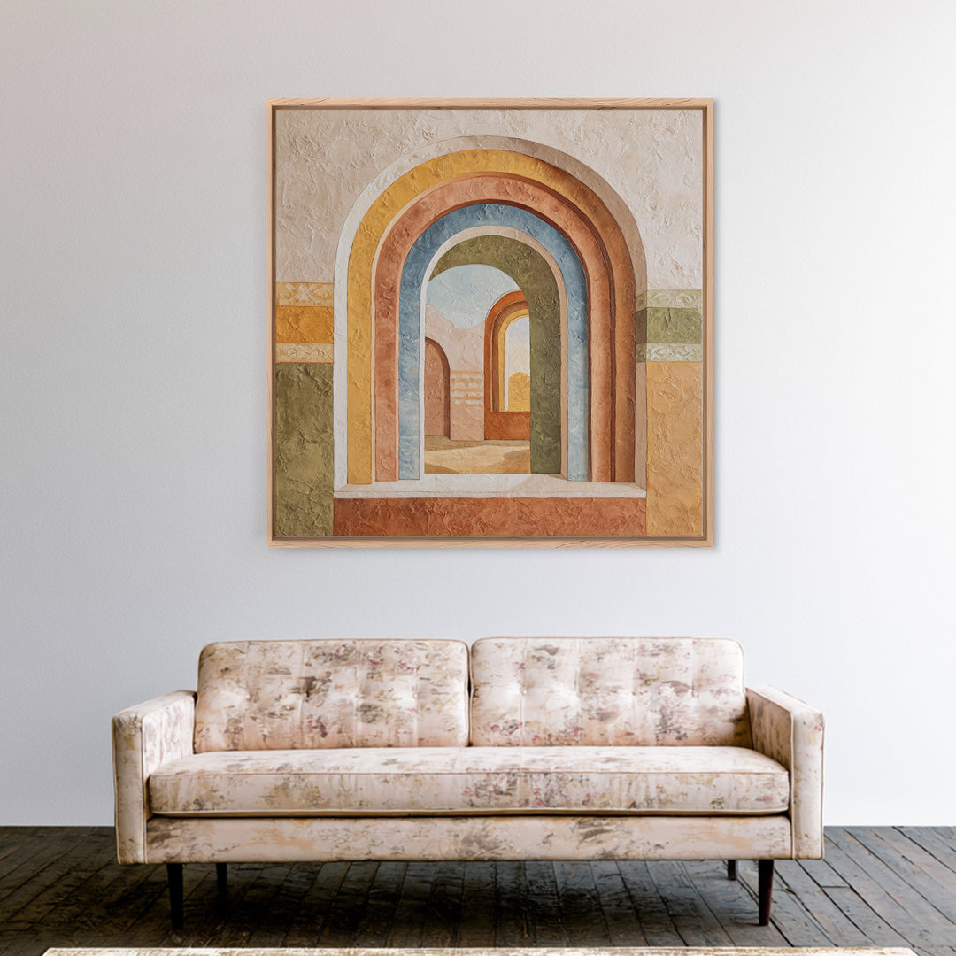 Neutral Rainbow Arches Canvas Print, Boho Art, Luxury Decor, Living Room Decor, Abstract Art, Bohemian, Digital Art, Printable, BOH-1x1-75