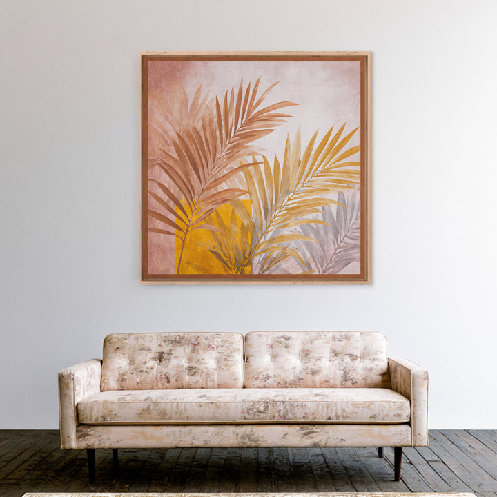 Terracotta Palm Leaves Canvas Print, Boho Art, Printable Wall Art, Living Room Decor, Fine Art, Bohemian, Abstract Wall Art, BOH-1x1-77