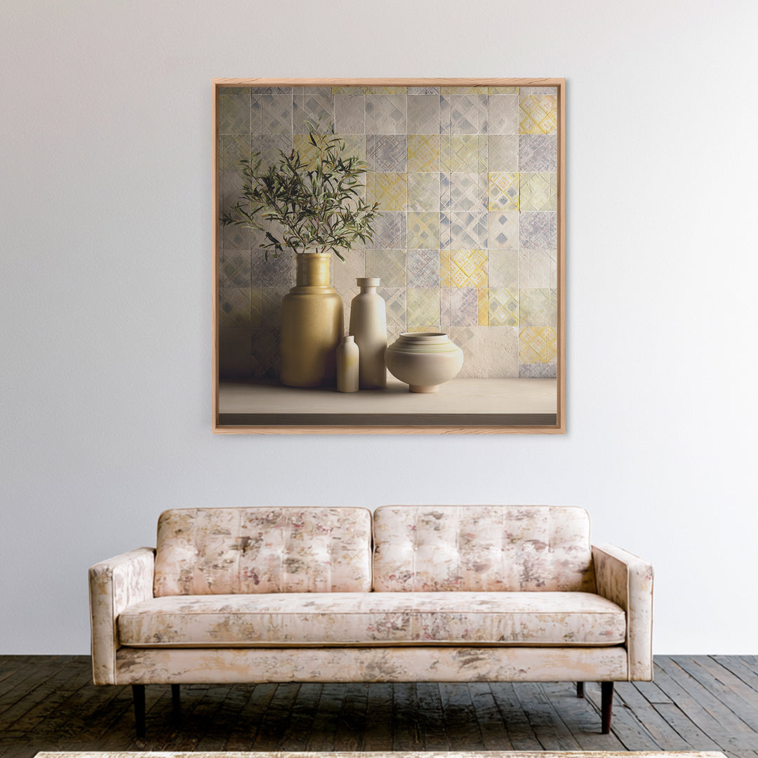 Tribal Neutral Pattern Canvas Print, Boho Art, Minimalist Decor, Living Room Decor, Fine Art, Bohemian, Digital Wall Art, BOH-1x1-86