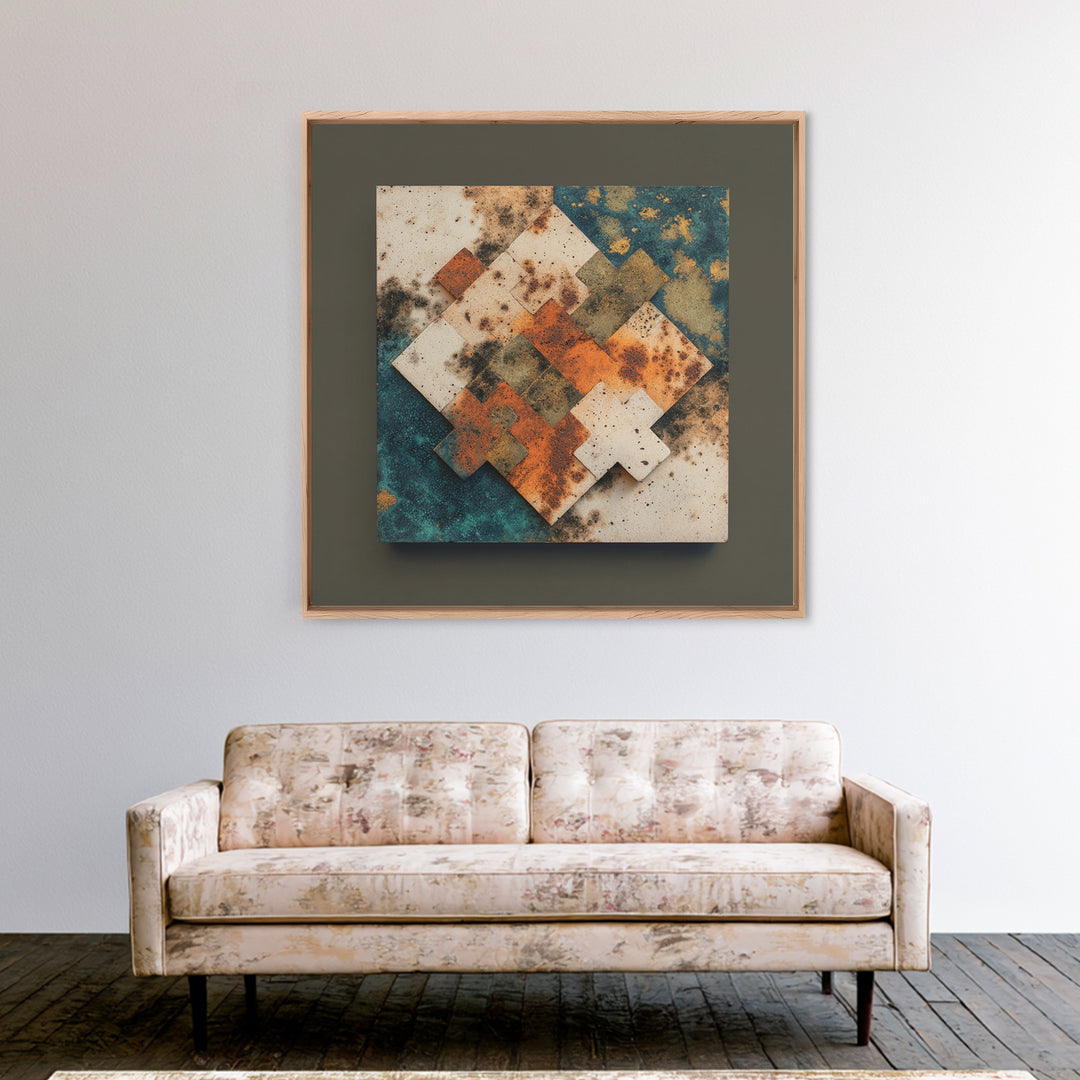 Abstract Clay Shapes Framed Canvas Print, Boho Art, Wall Art, Living Room Decor, Fine Art, Bohemian, Art Deco, Artwork, BOH-1x1-88
