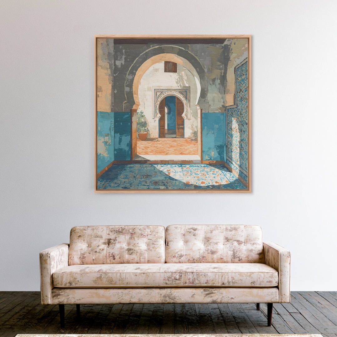 Hand Painted Moroccan Arch Canvas Print, Boho Art, Minimalist Decor, Living Room Decor, Fine Art, Bohemian, Digital Wall Art, BOH-1x1-91