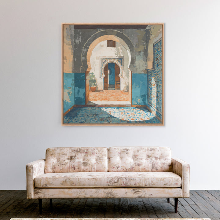 Hand Painted Moroccan Arch Canvas Print, Boho Art, Minimalist Decor, Living Room Decor, Fine Art, Bohemian, Digital Wall Art, BOH-1x1-91