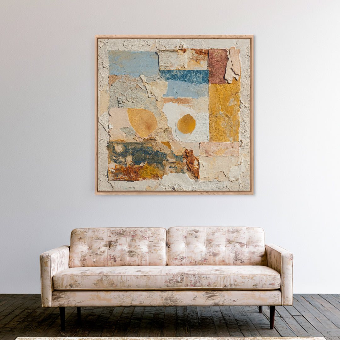 Organic Shape Collage Framed Canvas Print, Boho Art, Printable, Living Room Decor, Abstract Art, Bohemian, Abstract Wall Art, BOH-1x1-96