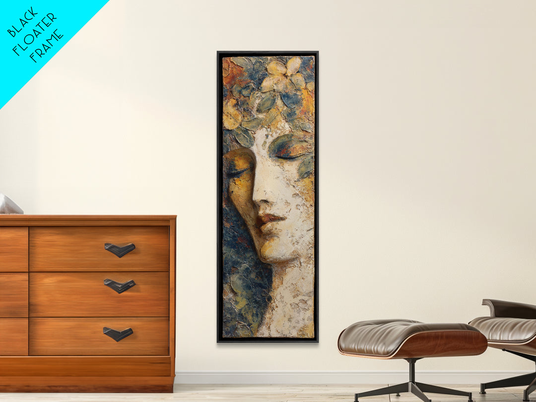 Abstract Female Face Canvas Print, Boho Art, Mid Century Modern, Living Room Decor, Fine Art, Bohemian, Boho Wall Art, BOH-1x3-16